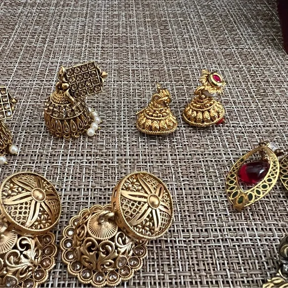 Lots of ethnic earring lot jhumka gold silver anklet - Picture 2 of 5